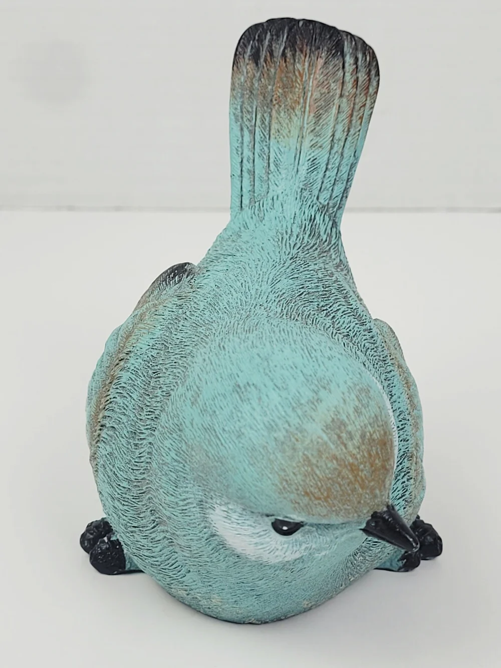 RAZ Imports Resin Stone Textured Chickadee~Ceramic Bitossi Style Bird~Turquoise